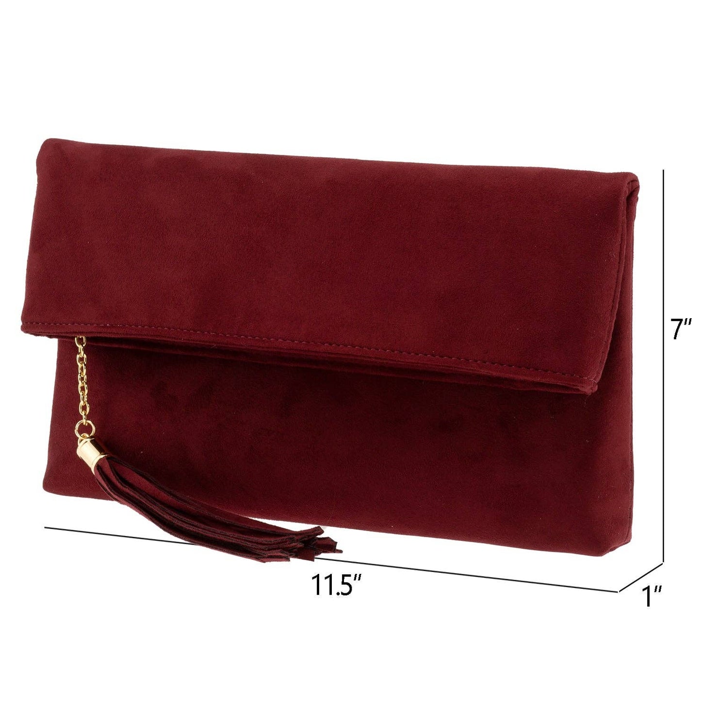 JNBFASHION.COM - Faux Micro Suede Foldover Clutch