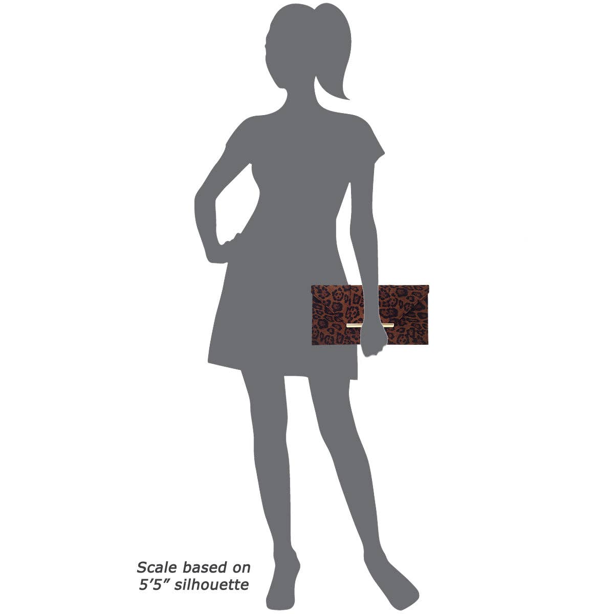 JNBFASHION.COM - Faux Suede Flat Leopard Envelope Clutch