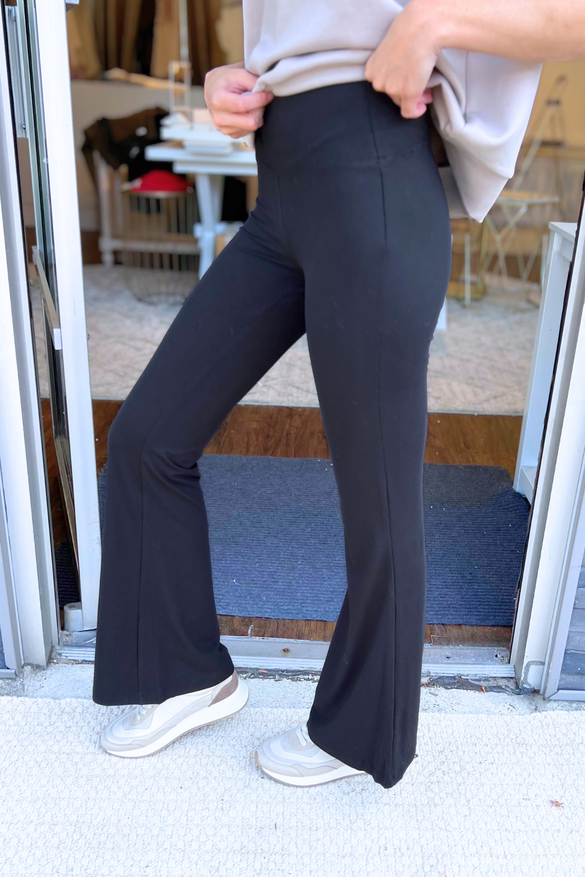 Buttery Soft Flare Leg High Waist Yoga Pants by Zenana, Black