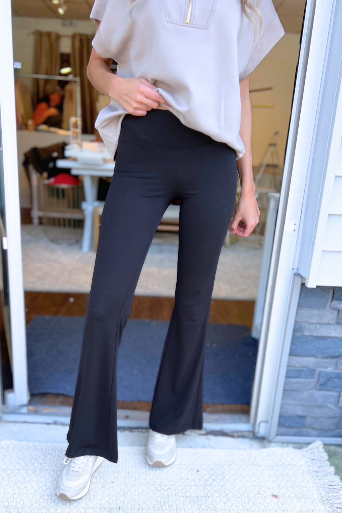 Buttery Soft Flare Leg High Waist Yoga Pants by Zenana, Black