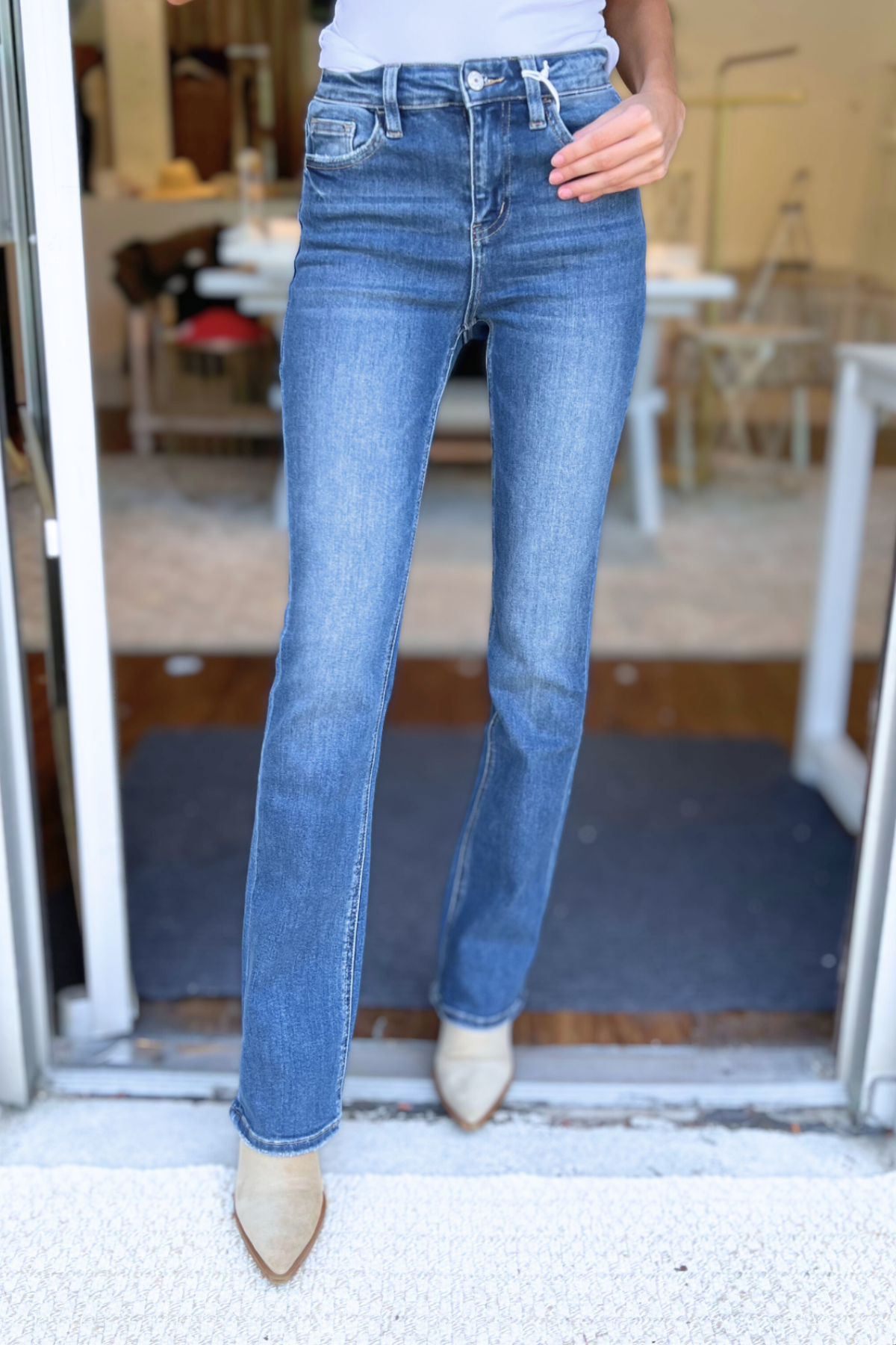 VERVET by FLYING MONKEY - HIGH RISE STRETCH SLIM BOOTCUT JEANS