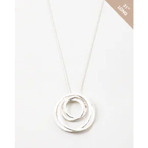 Round Matte Metal Pendant Necklace ~ Silver