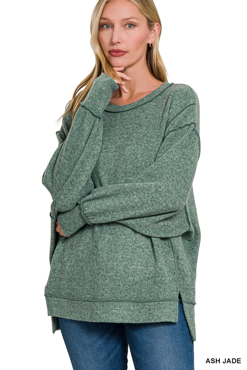Brushed Melange Hacci Oversized Sweater, Ash Jade (SHIPS IN 1-2 WEEKS)