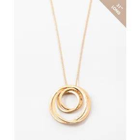 Round Matte Metal Pendant Necklace ~ Gold