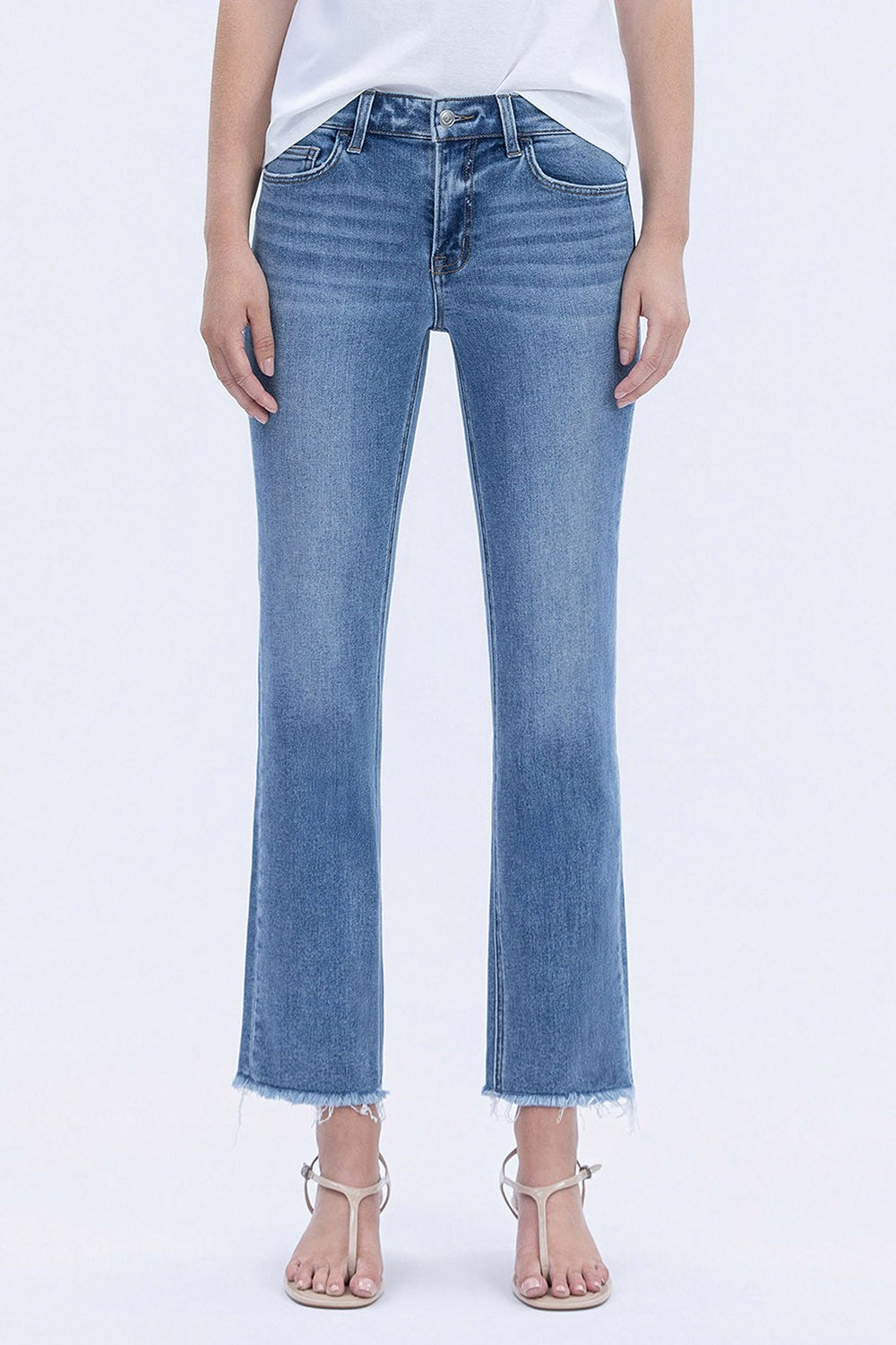 Lovervet by Vervet - MID RISE RAW HEM CROP STRAIGHT JEANS