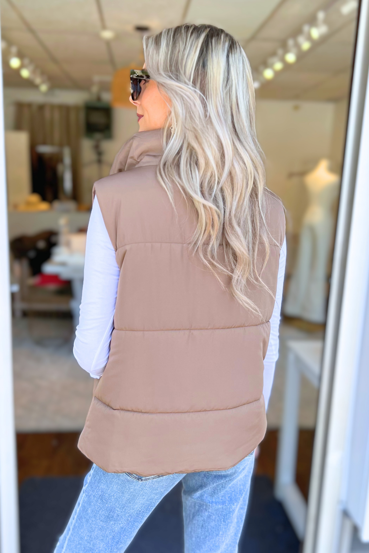 Blu Pepper - SOLID ZIP UP PUFFER VEST, MOCHA