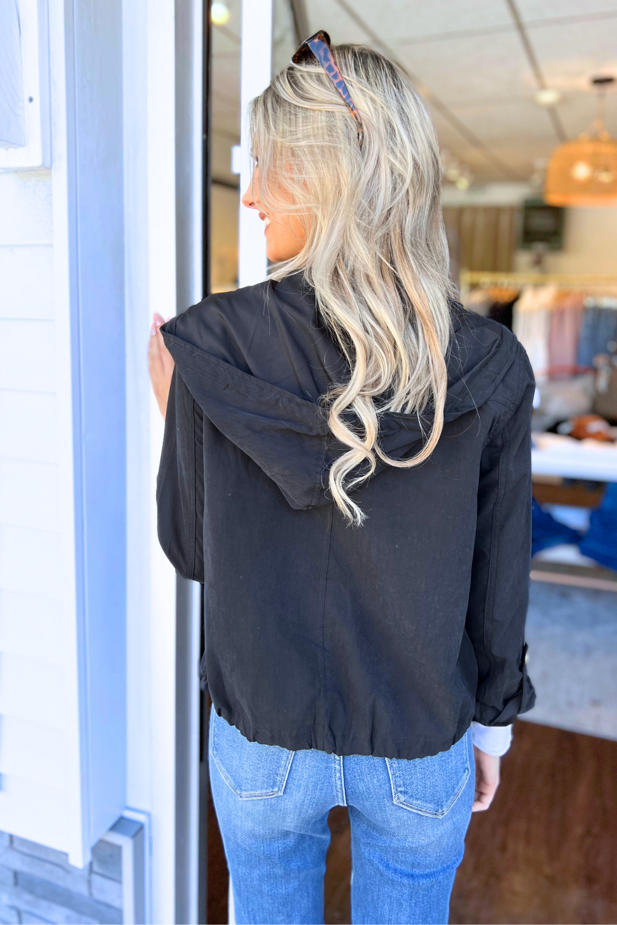 Black Short Tie Waist Jacket