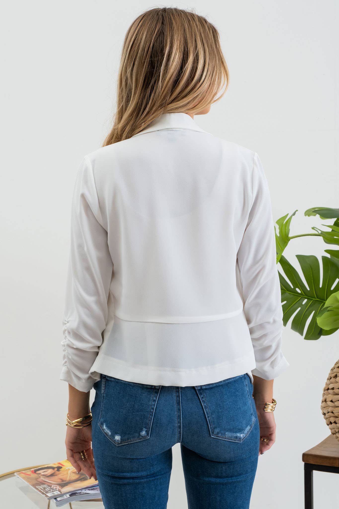 Blu Pepper - 3/4 ROUCHED SLEEVE BLAZER
