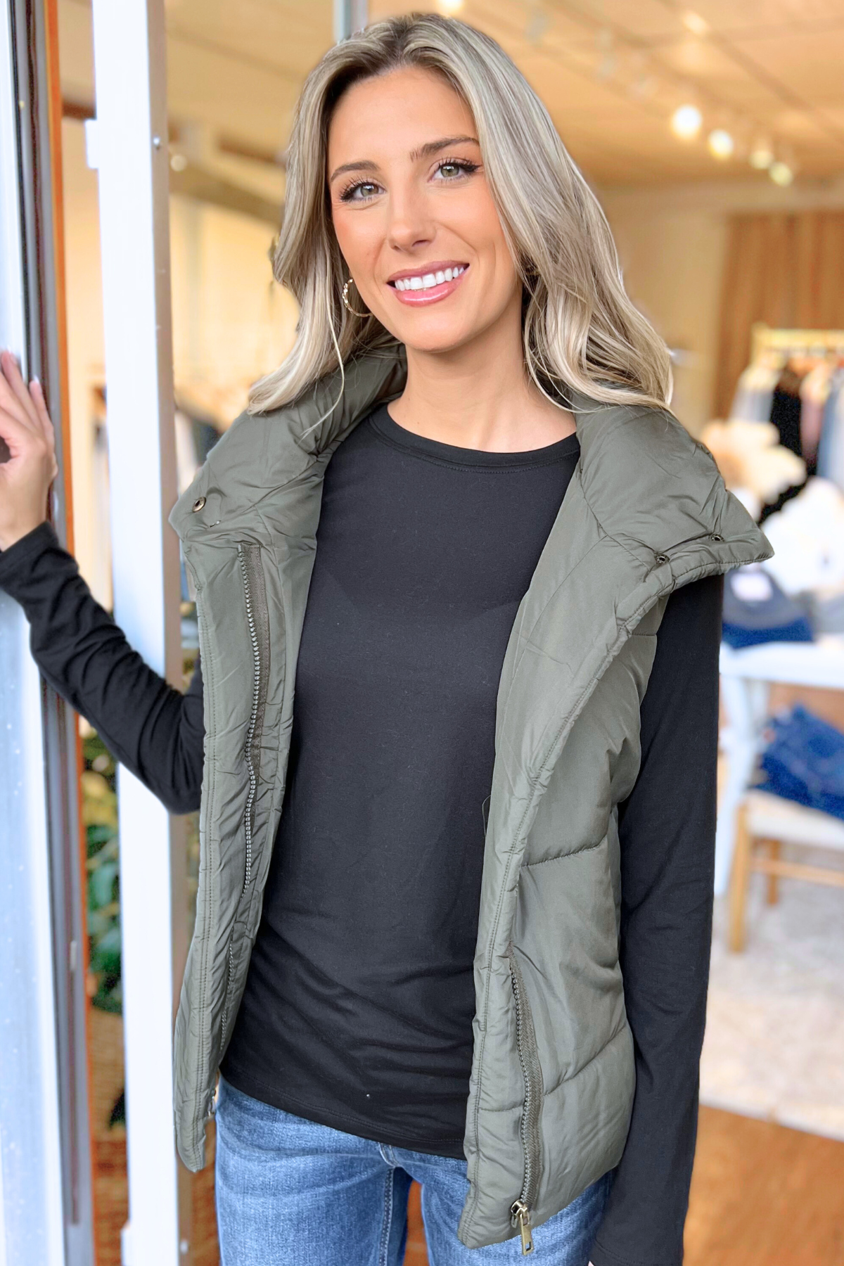 Puffer Vest by Zenana, Olive