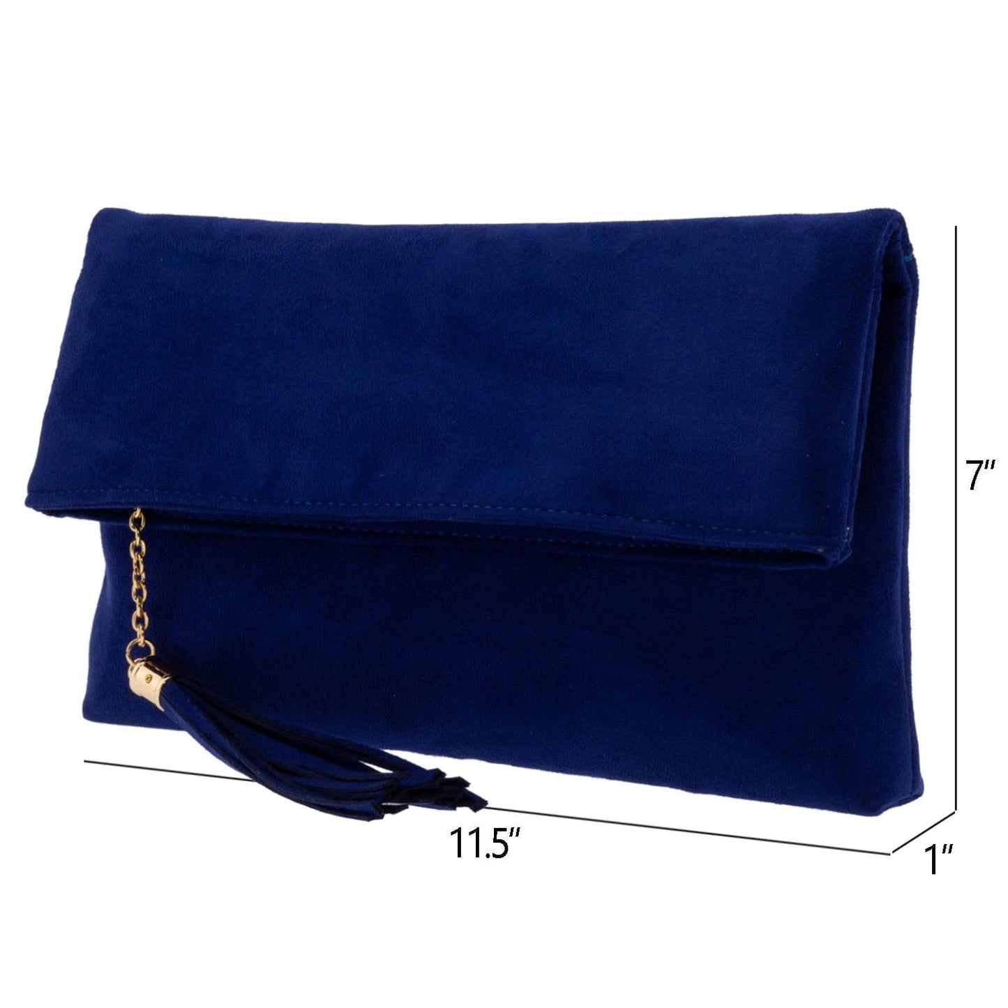 JNBFASHION.COM - Faux Micro Suede Foldover Clutch