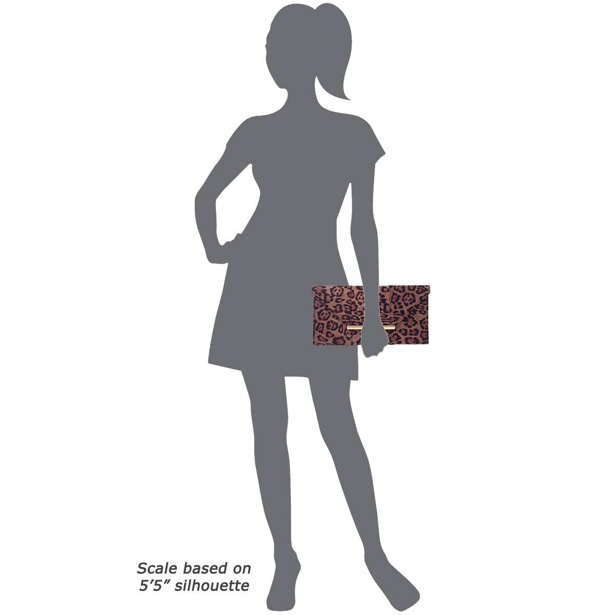 JNBFASHION.COM - Faux Suede Flat Leopard Envelope Clutch