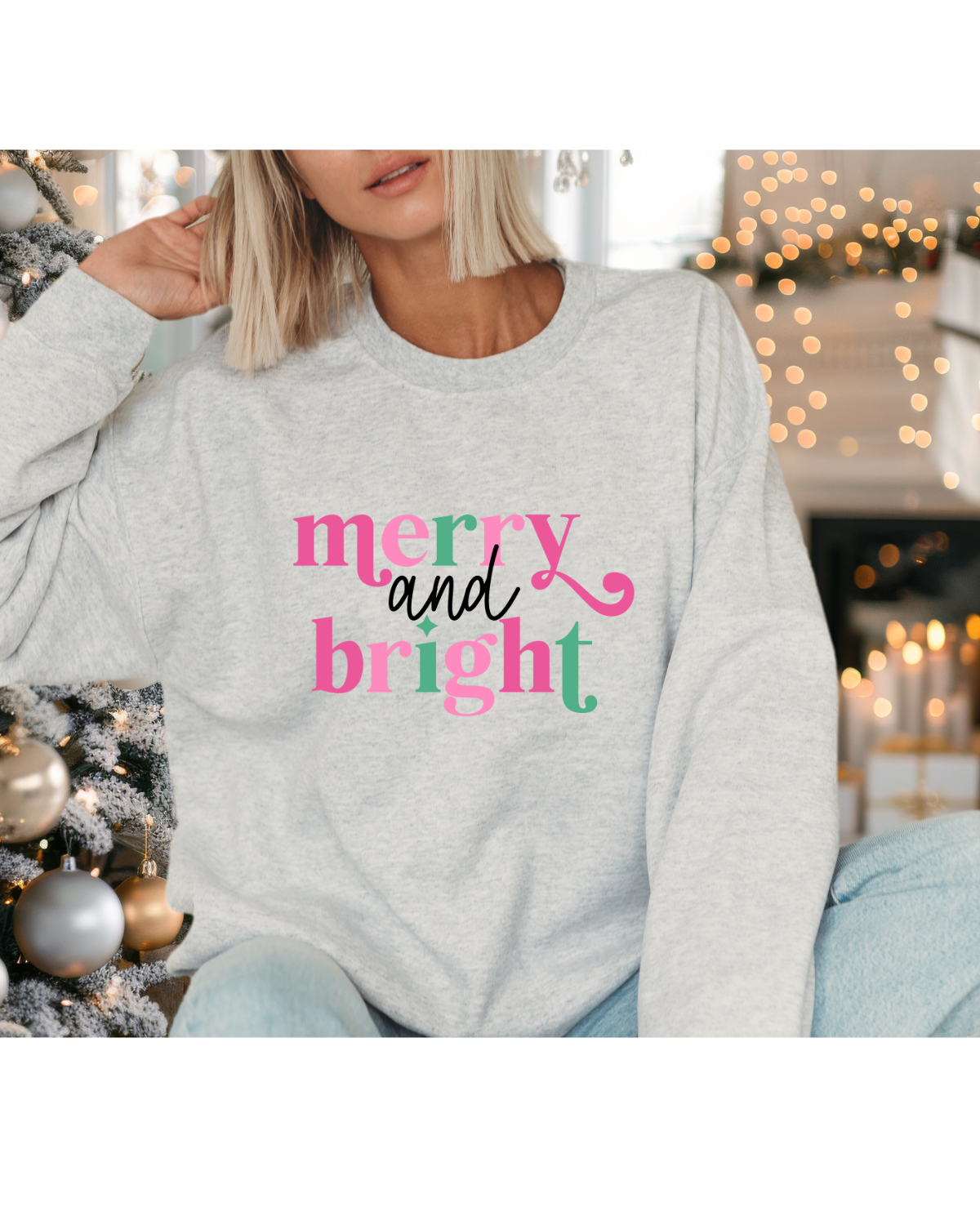 Merry & Bright Pink/Green, Sweatshirt