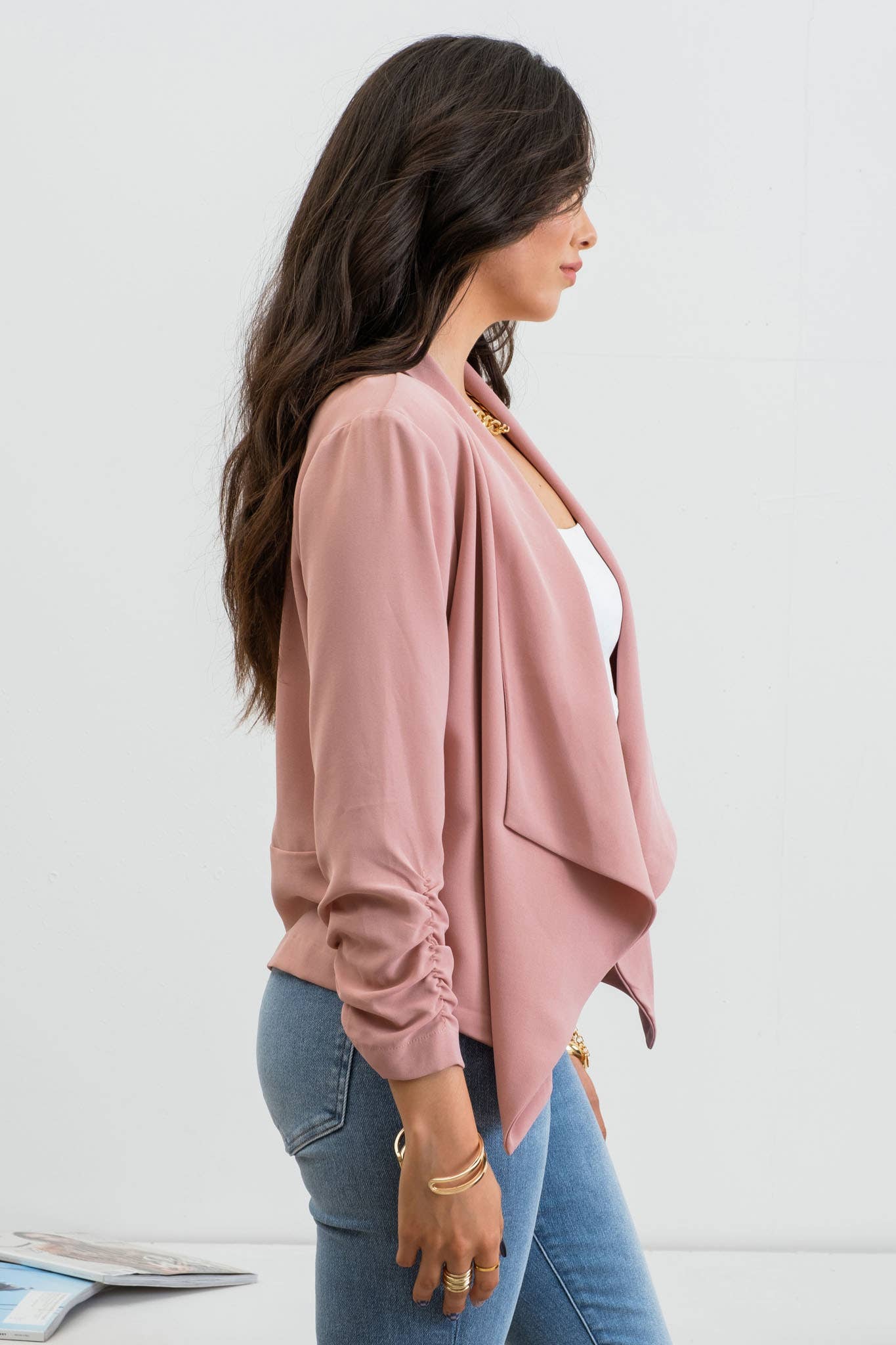 Blu Pepper - 3/4 ROUCHED SLEEVE BLAZER