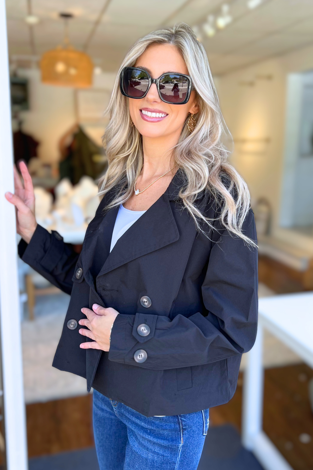 42 - Double Breasted Short Trench Jacket