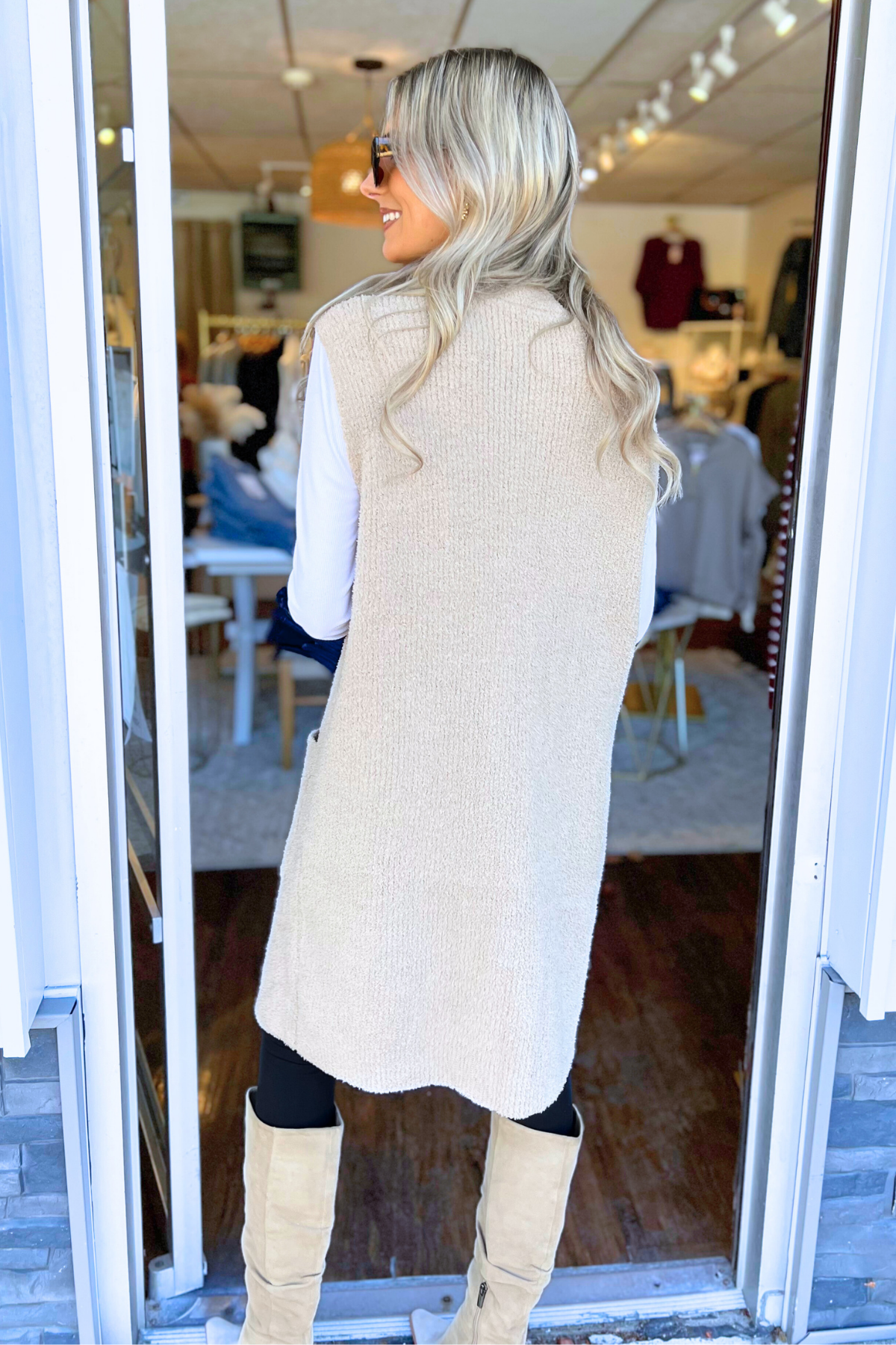 Comfy Luxe Open Front Vest, Beige (SHIPS IN 2-3 WEEKS)