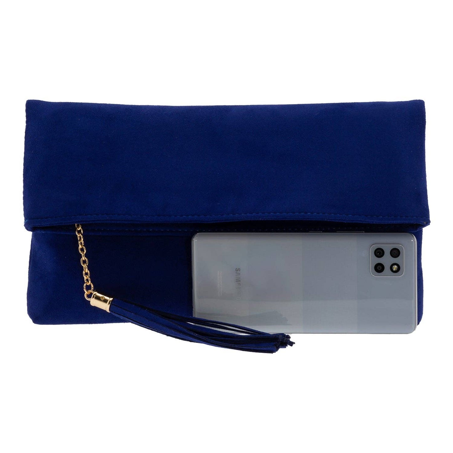 JNBFASHION.COM - Faux Micro Suede Foldover Clutch