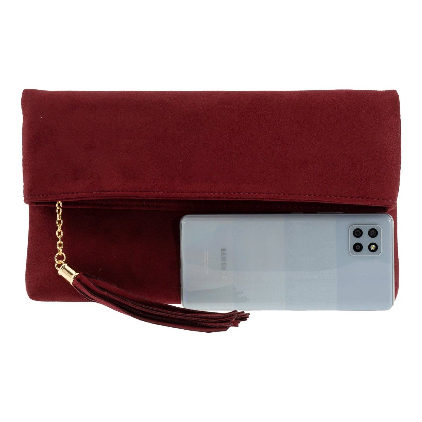 JNBFASHION.COM - Faux Micro Suede Foldover Clutch