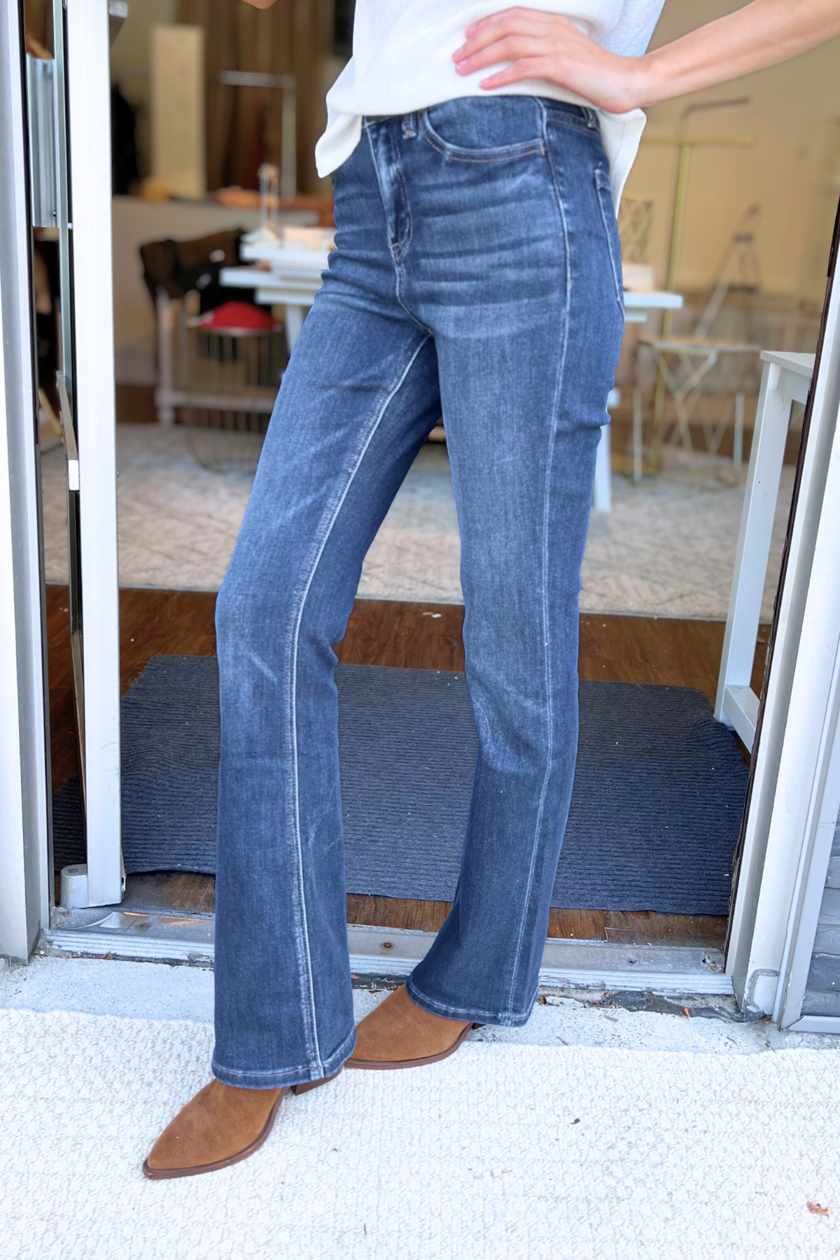 VERVET by FLYING MONKEY - HIGH RISE BOOTCUT JEANS (SHIPS IN 2-3 WEEKS)