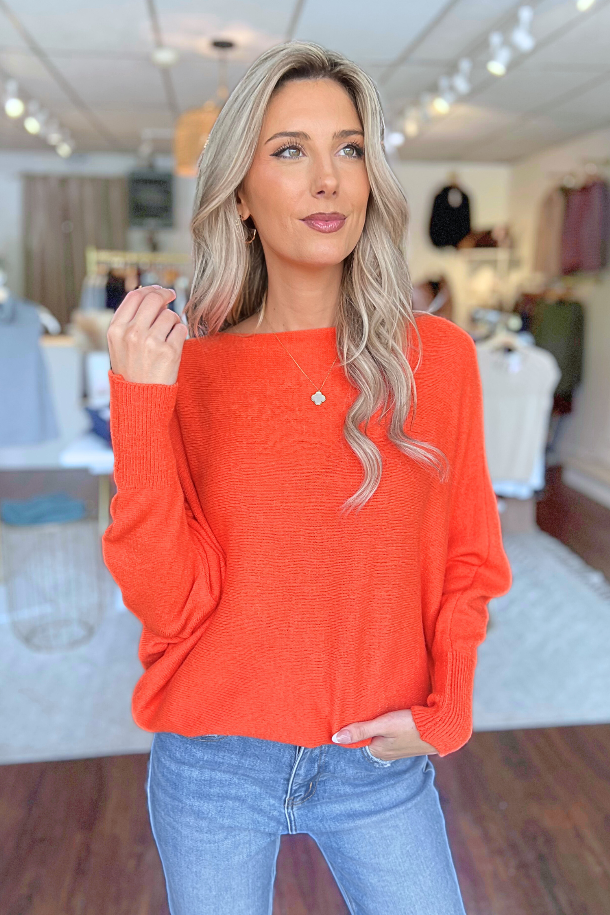 THE PERFECT CASHMERE BLEND SWEATER, Orange (IN STOCK!)
