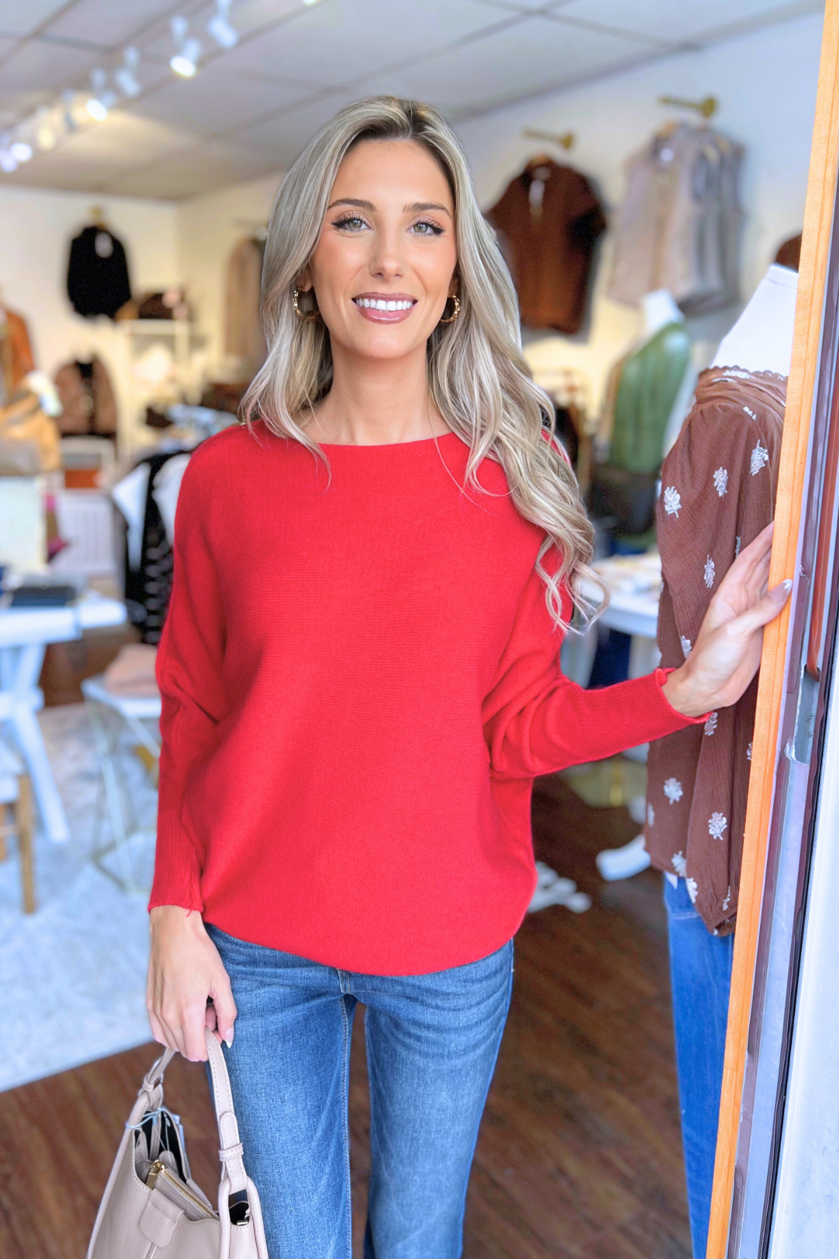 THE PERFECT CASHMERE BLEND SWEATER, Red (IN STOCK!)