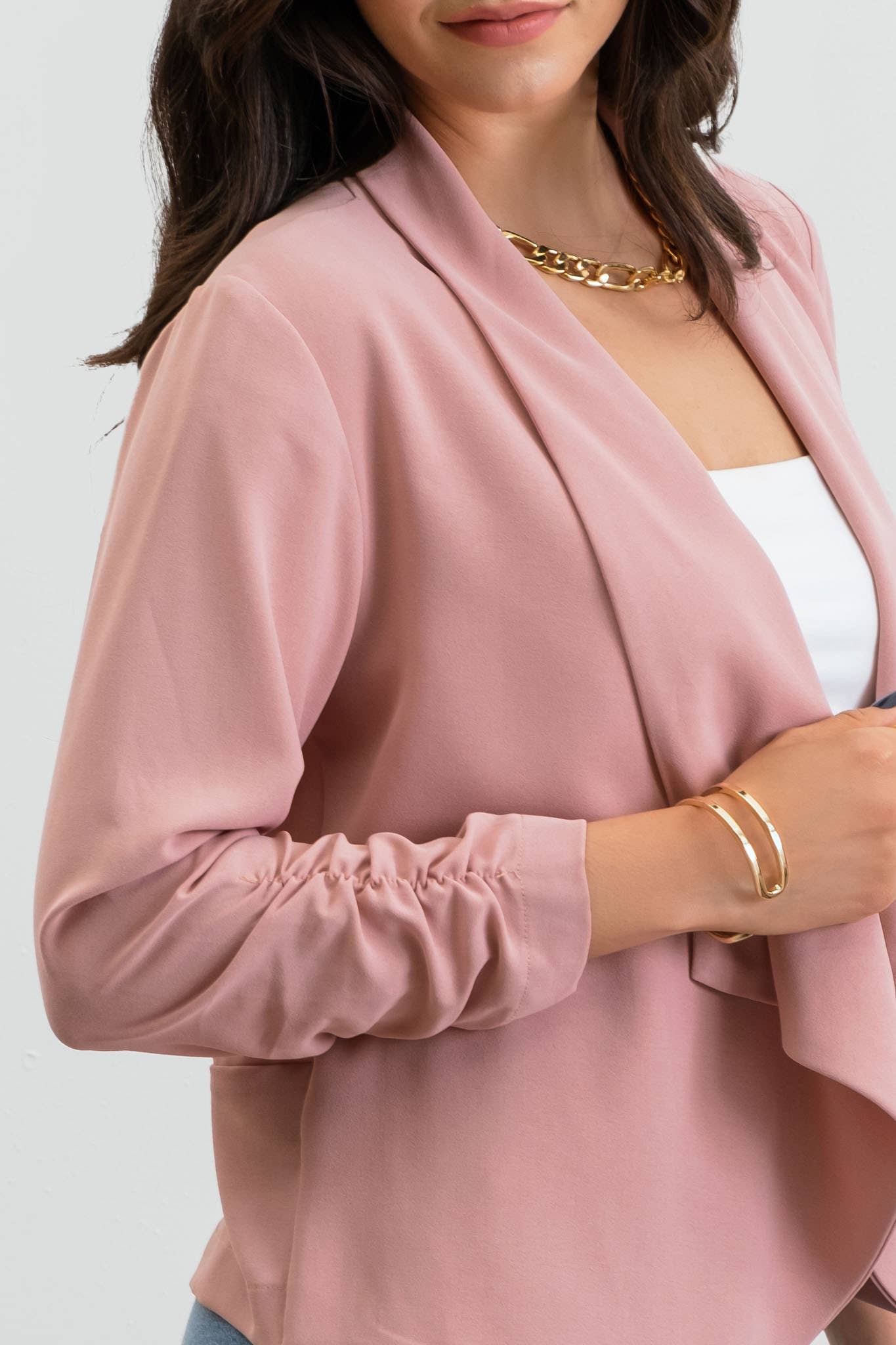 Blu Pepper - 3/4 ROUCHED SLEEVE BLAZER