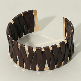 Faux Leather Wrapped Bracelet, Brown