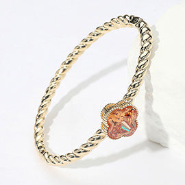 Clover Bangle Bracelet, Champagne