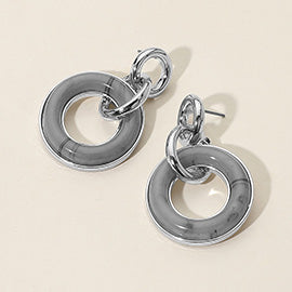Marbled Tortoise Drop Earrings, Silver/Grey