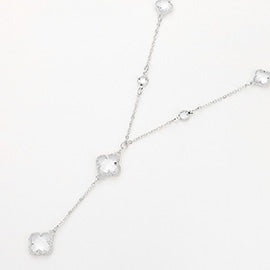 Quatrefoil Station Y-Necklace, Ivory/Silver