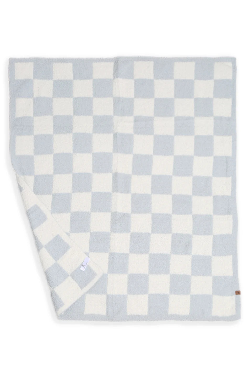 Comfy Luxe Children's Knit Blanket, Checkered, Blue (SHIPS IN 1-2 WEEKS)