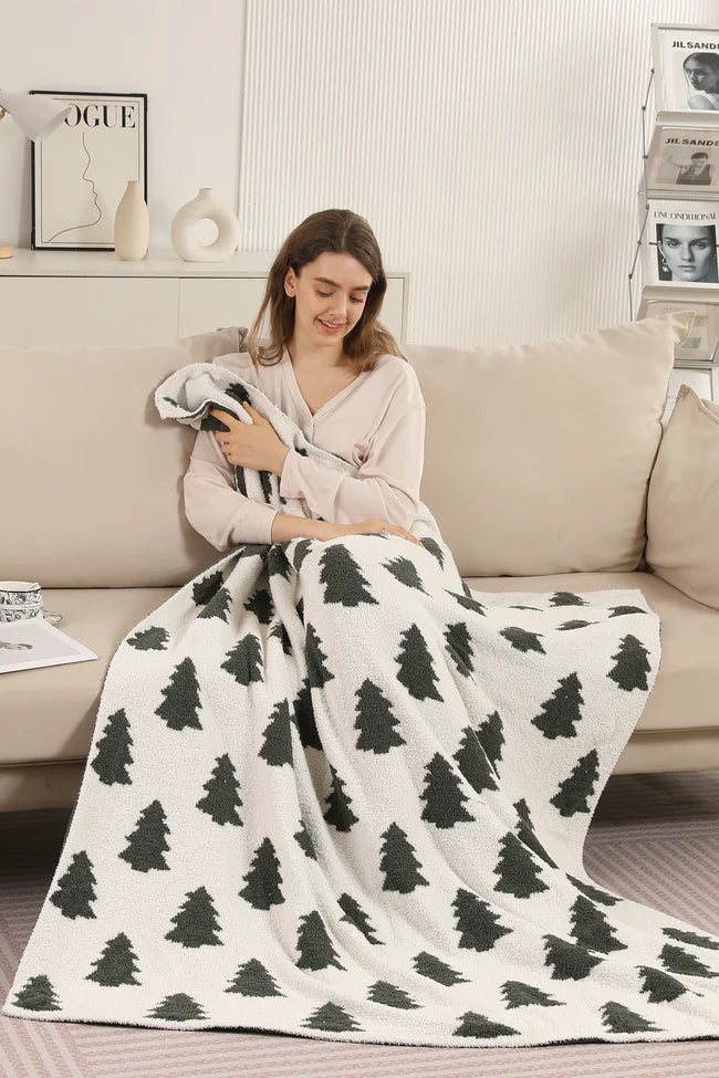 Comfy Luxe Solid Knit Blanket, Pine Trees (SHIPS IN 1-2 WEEKS)
