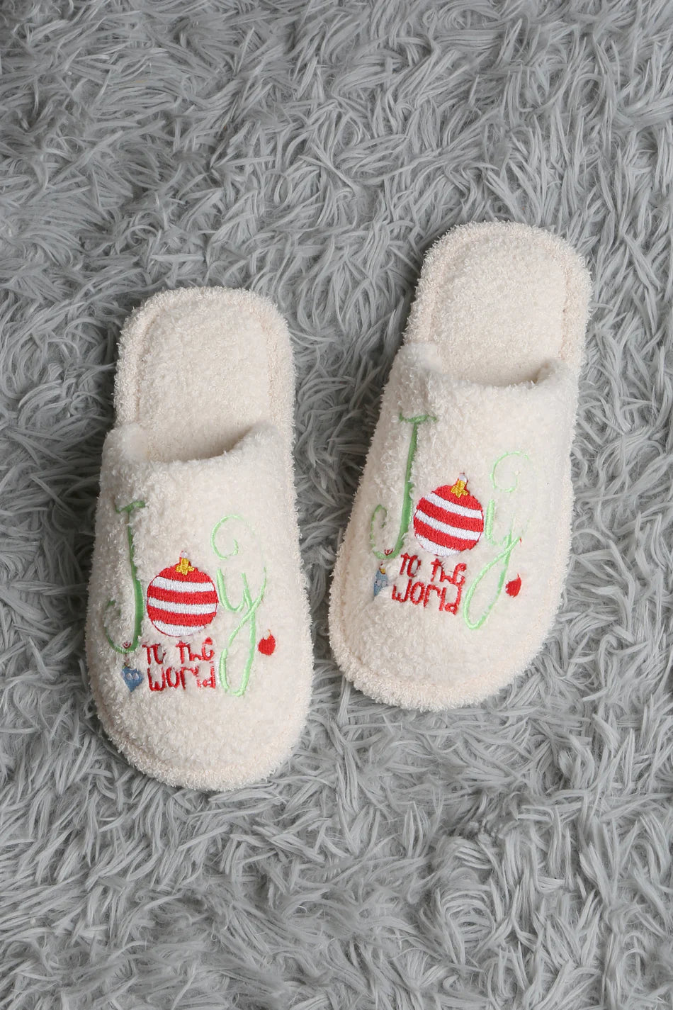 Comfy Luxe, Closed Toe Slippers, Joy to the World (SHIPS IN 1-2 WEEKS)