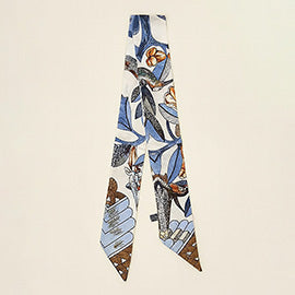 Floral Pattern Printed Twilly Skinny Scarf
