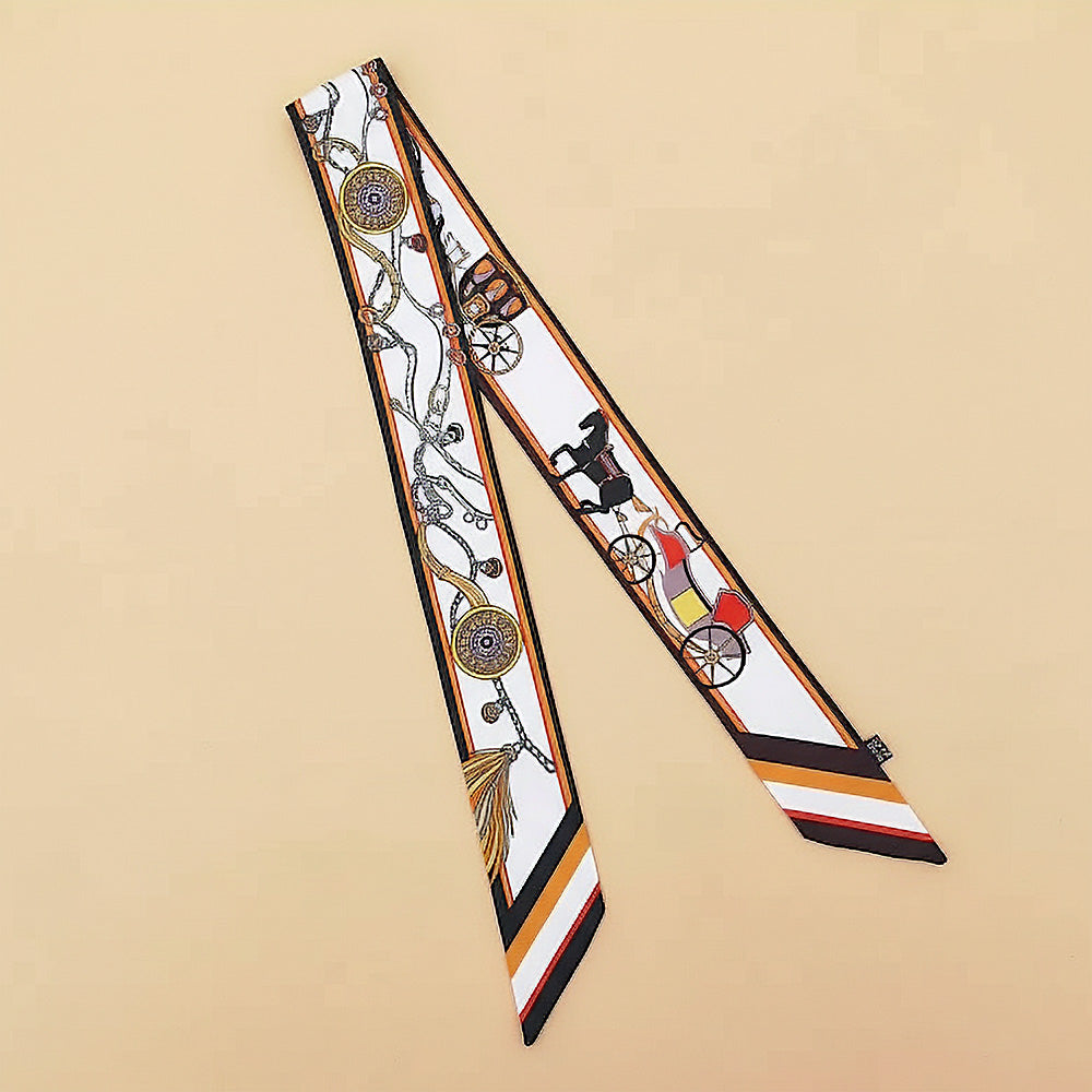 Vintage Carriage Pattern #2 Printed Twilly Skinny Scarf