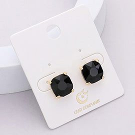 Square CZ Studs, Multiple Colors