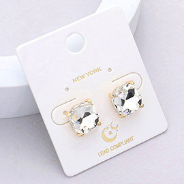 Square CZ Studs, Multiple Colors