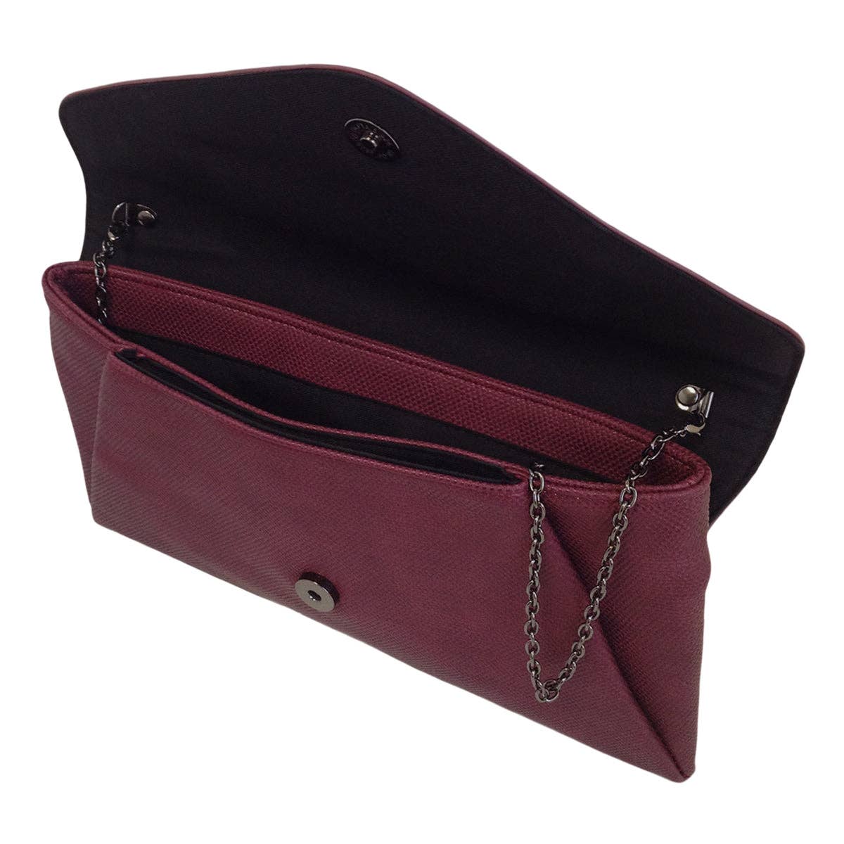 JNBFASHION.COM - Synthetic Leather Double Pocket Envelop Clutch