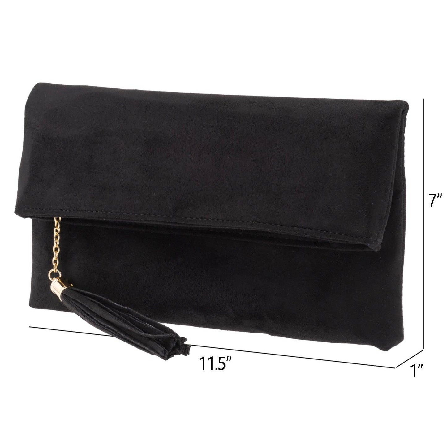JNBFASHION.COM - Faux Micro Suede Foldover Clutch