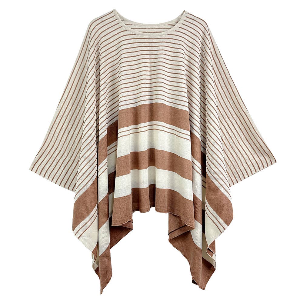 Two Tone Stripe Poncho