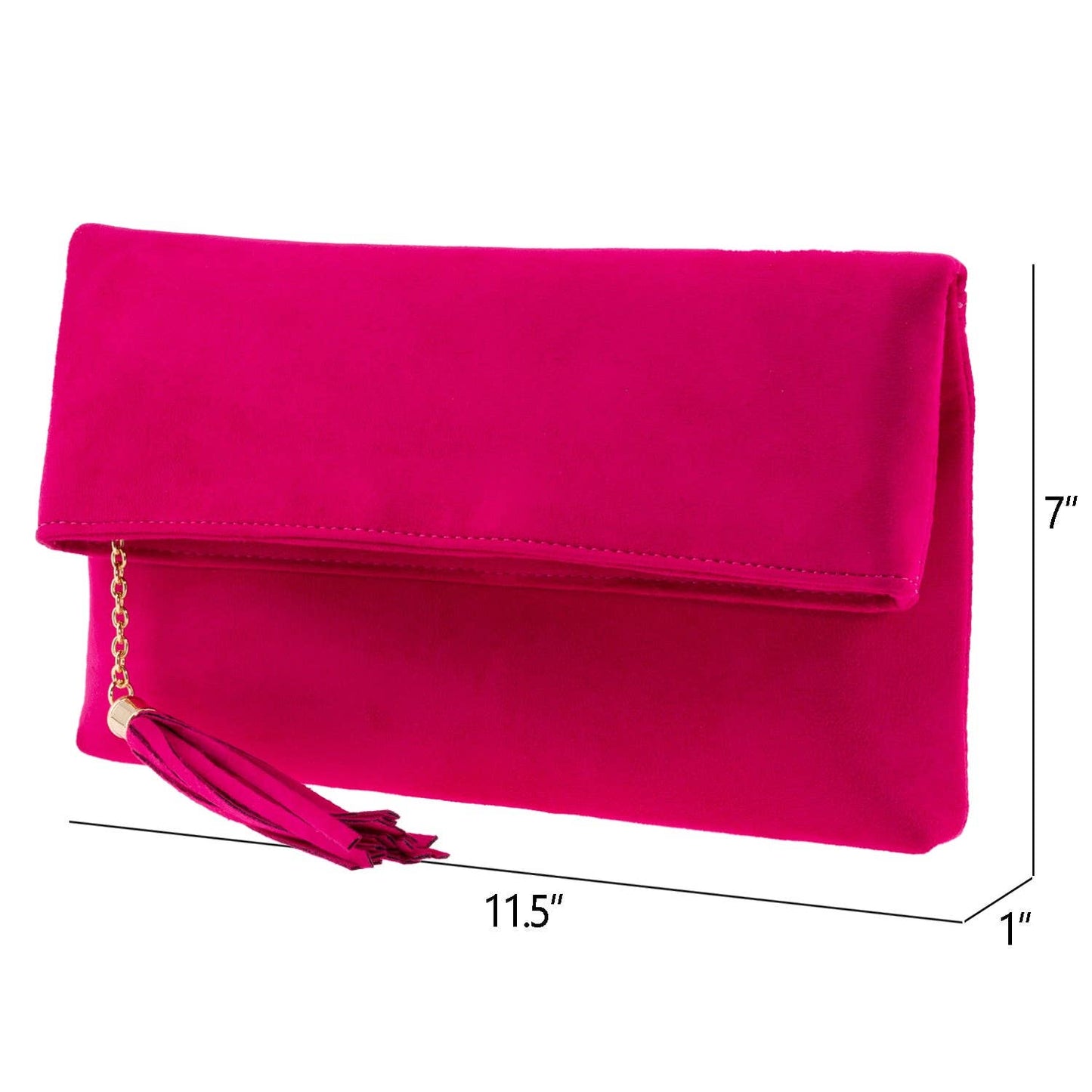 JNBFASHION.COM - Faux Micro Suede Foldover Clutch
