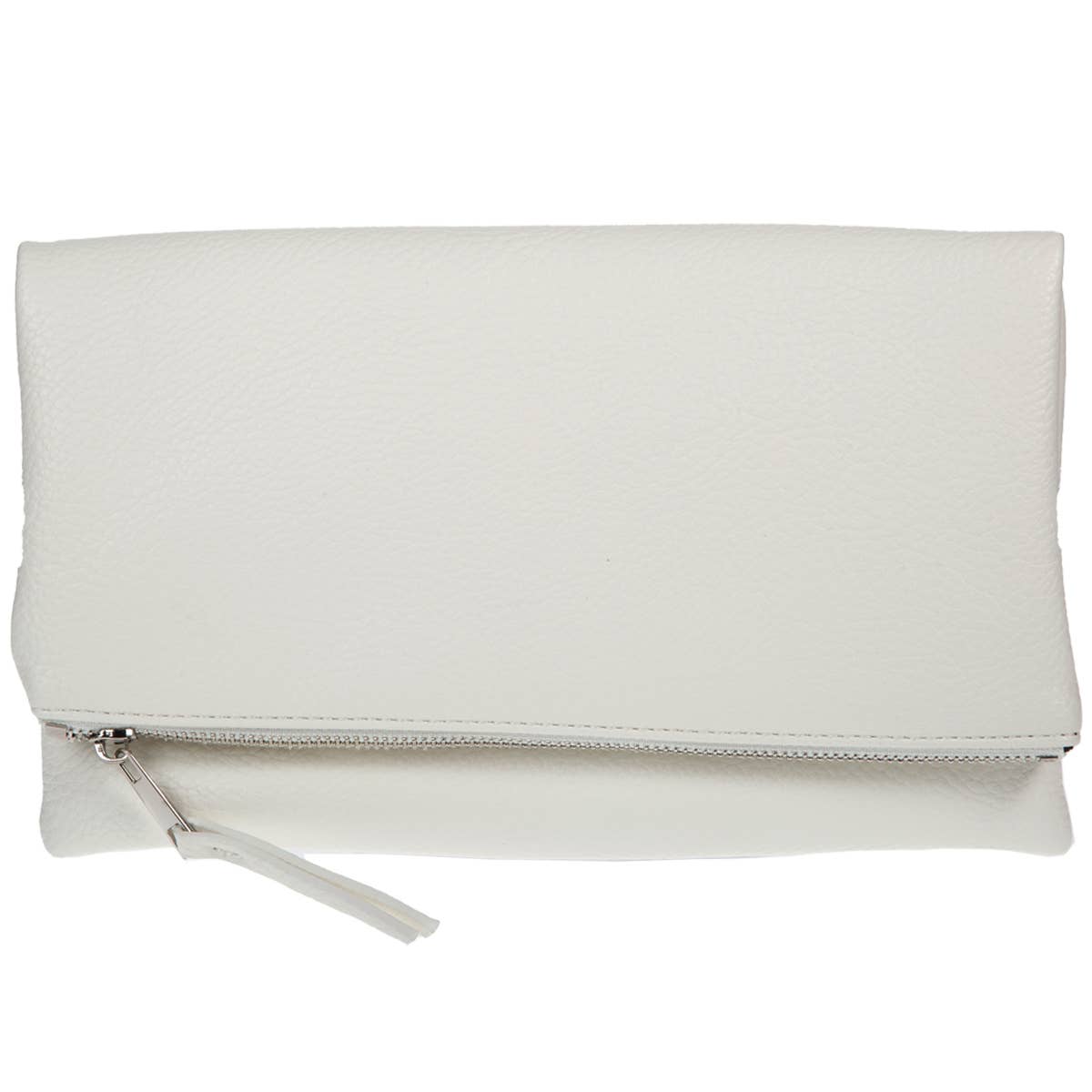 JNBFASHION.COM - Women's Vegan Leather Zipper Foldover Clutch Purse with Tass