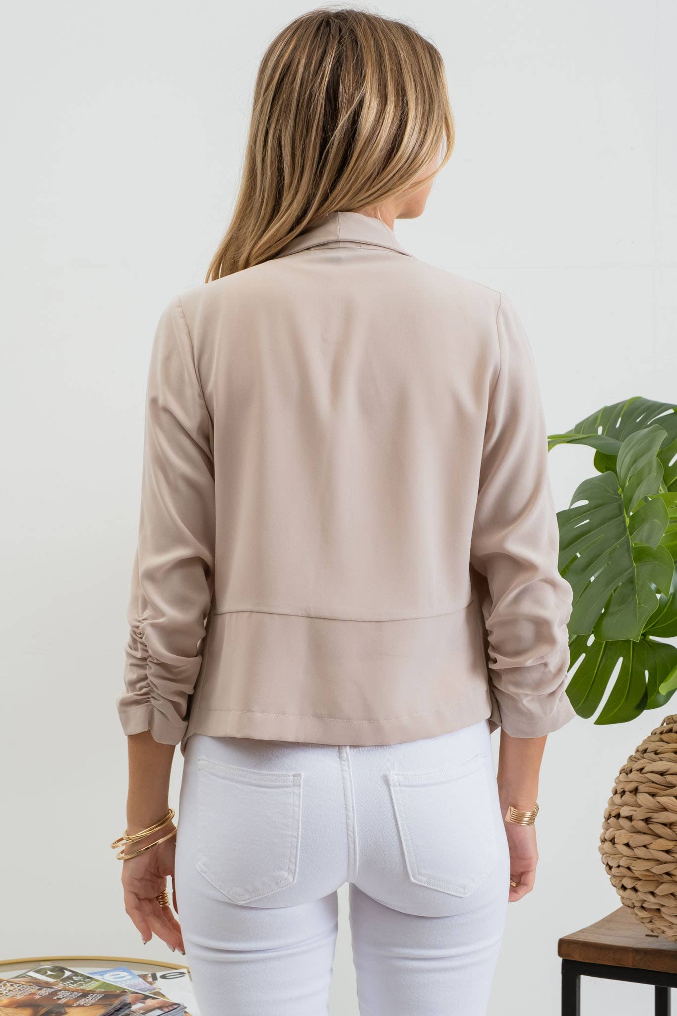 Blu Pepper - 3/4 ROUCHED SLEEVE BLAZER