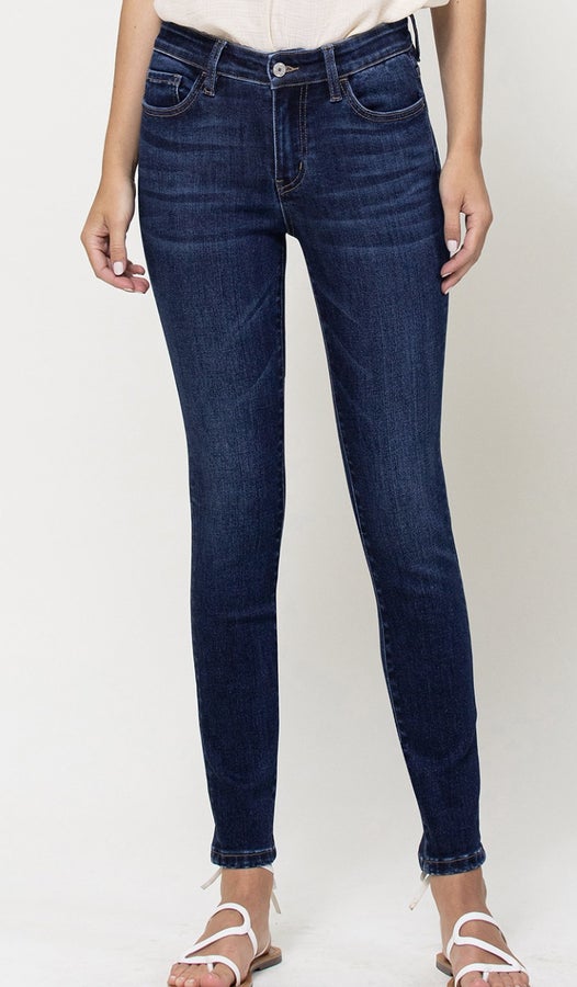 Lovervet by Vervet - High Waist Skinny Jeans, Dark (SHIPS IN 2-3 WEEKS)