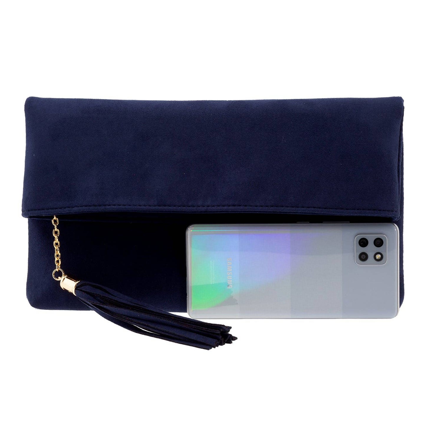 JNBFASHION.COM - Faux Micro Suede Foldover Clutch