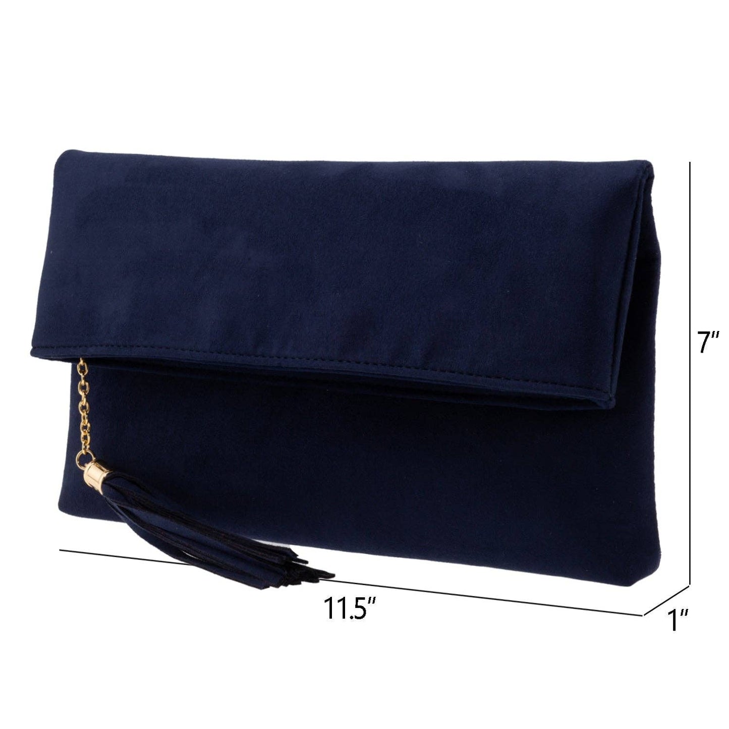 JNBFASHION.COM - Faux Micro Suede Foldover Clutch