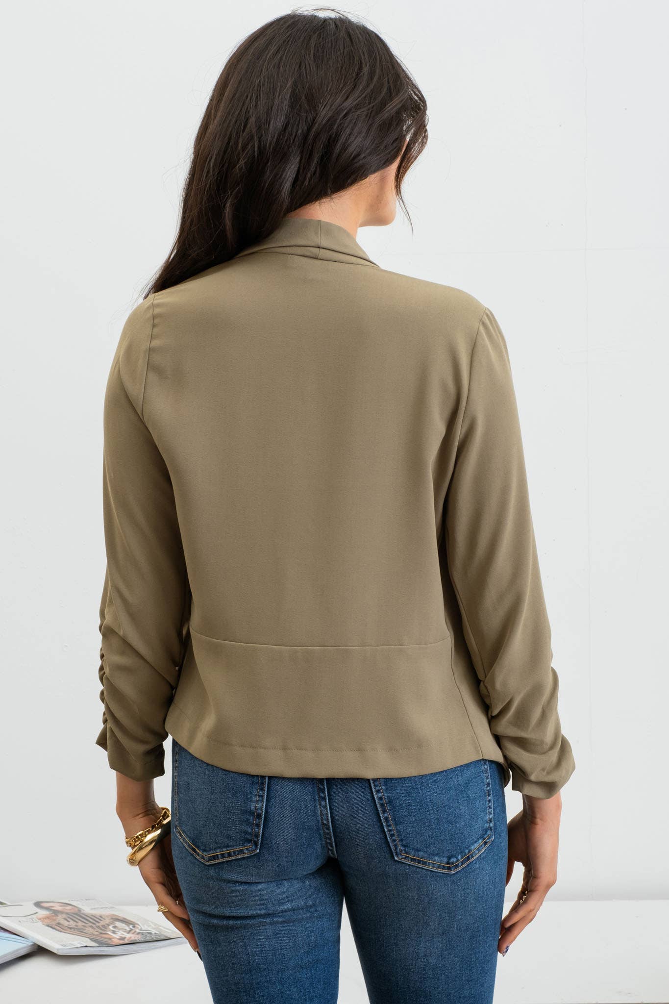 Blu Pepper - 3/4 ROUCHED SLEEVE BLAZER
