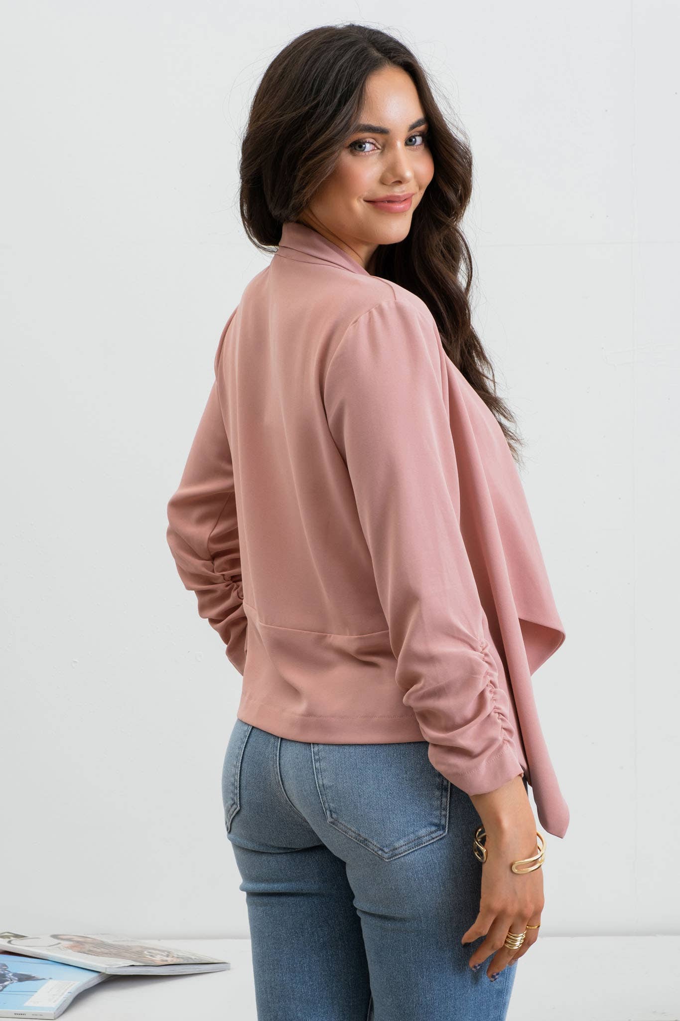 Blu Pepper - 3/4 ROUCHED SLEEVE BLAZER