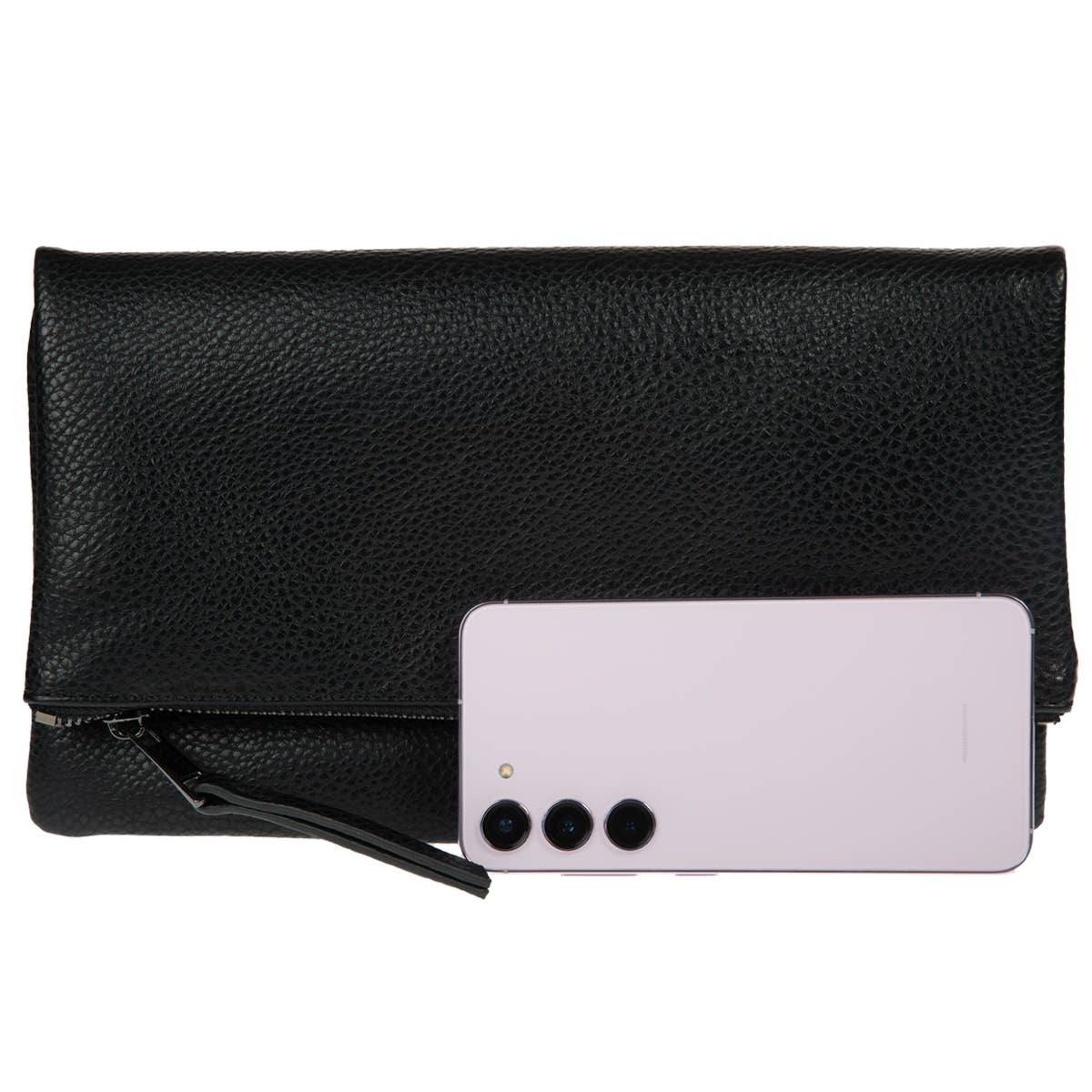 JNBFASHION.COM - Women's Vegan Leather Zipper Foldover Clutch Purse with Tass