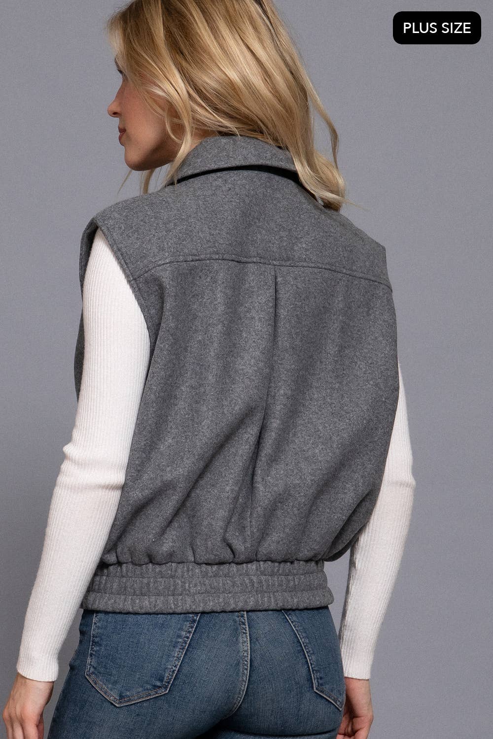 Active USA - Notched Collar Soft Felt Zip Up Vest