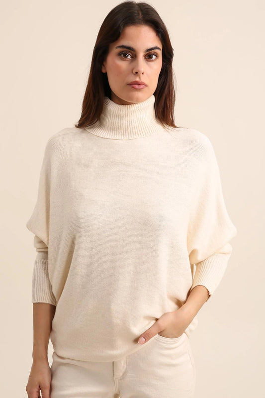 THE PERFECT CASHMERE BLEND TURTLENECK SWEATER, Ivory (SHIPS IN 2-3 WEEKS)
